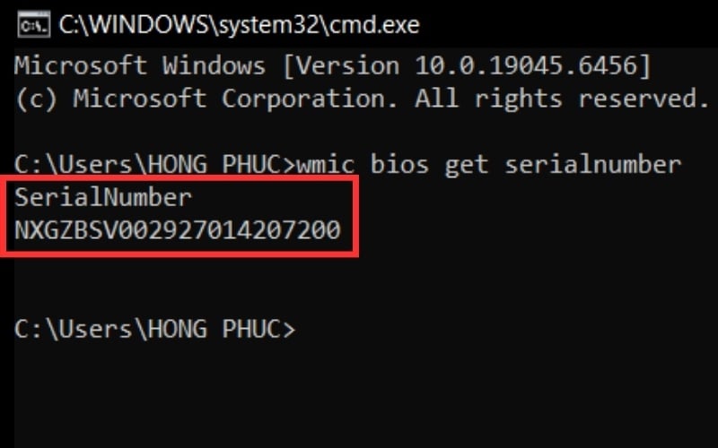 Đối chiếu mã máy và số Serial Number (S/N)