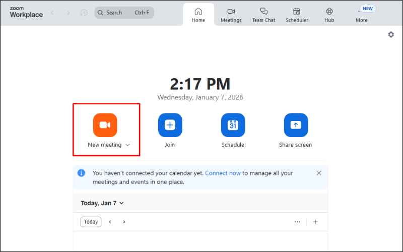 Chọn New meeting để tạo phòng họp trên Zoom
