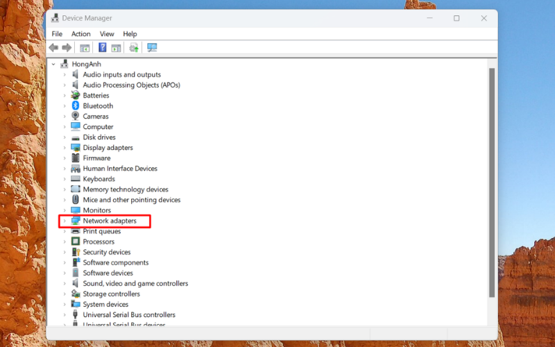 Mở rộng mục&nbsp;Network adapters
