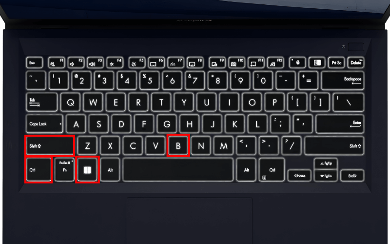 Nhấn tổ hợp phím Windows + Ctrl + Shift + B