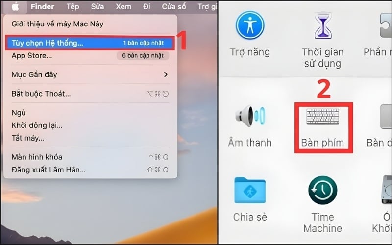 Tìm và chọn mục Keyboard