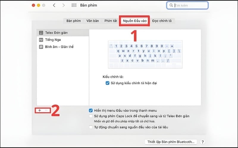 Chọn layout bàn phím hiện tại của bạn&nbsp;và nhấn vào dấu trừ ( - ) để xóa