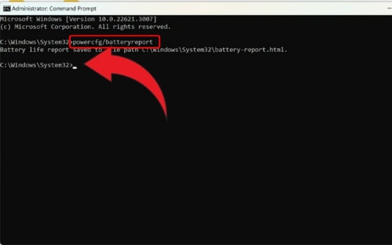 Trong cửa sổ Command Prompt, bạn gõ lệnh như trong hướng dẫn