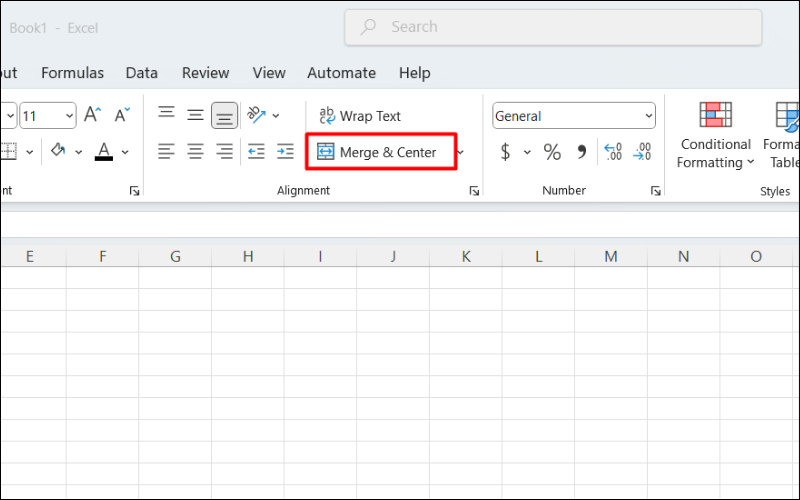 Merge & Center để gộp nhiều ô thành một ô