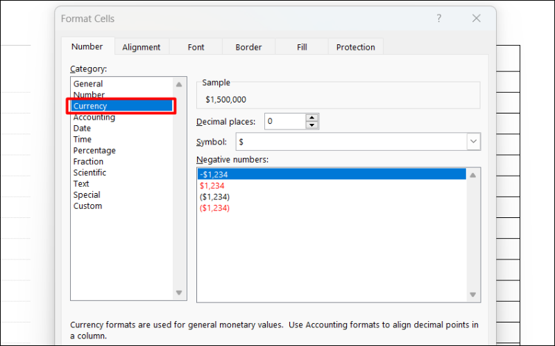 Currency là định dạng ký hiệu tiền tệ