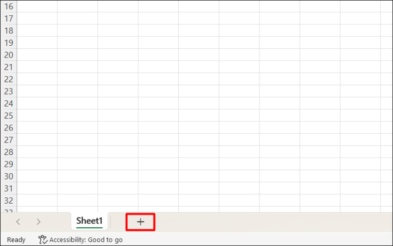 Chọn dấu (+)&nbsp;để thêm sheet mới