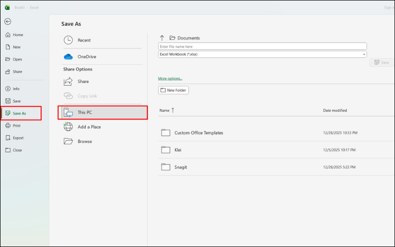 Vào File rồi&nbsp;Save As để chọn thư mục lưu trữ
