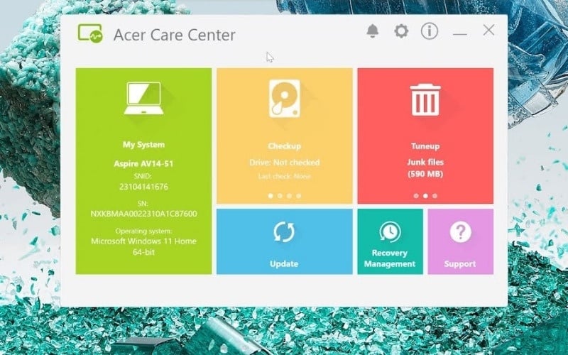 Quản lý hệ thống với Acer Care Center