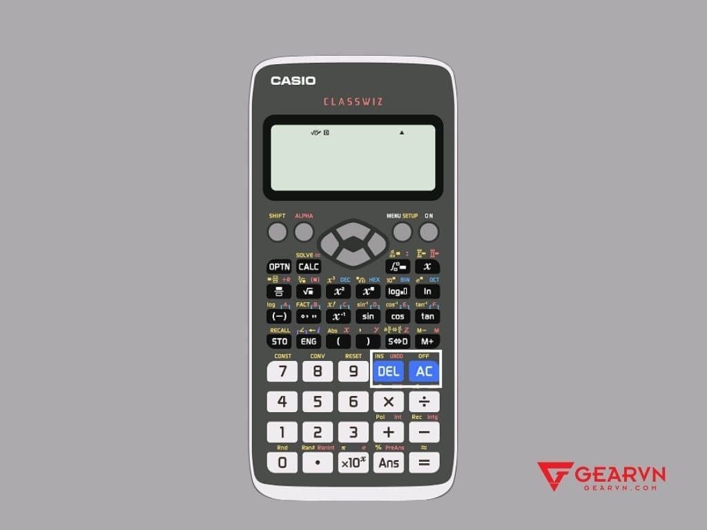 Phím xóa dữ liệu trên máy tính Casio - GEARVN