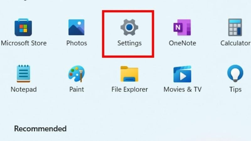 Bấm phím Windows trên bàn phím, gõ Settings