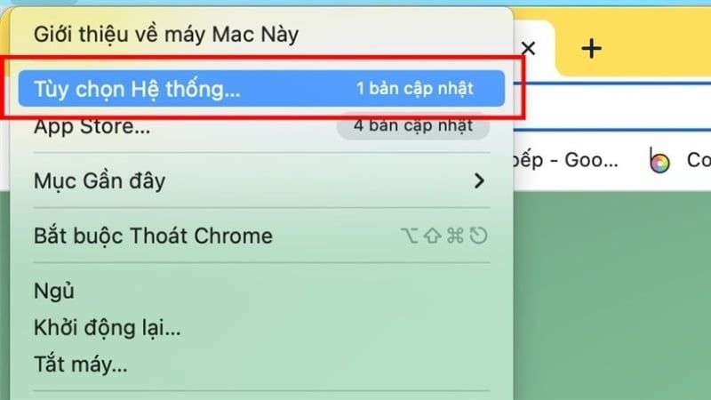 Mở menu Apple và nhấn vào Tùy chọn hệ thống