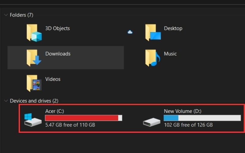 Kiểm tra dung lượng ổ cứng và khuyến nghị dùng SSD