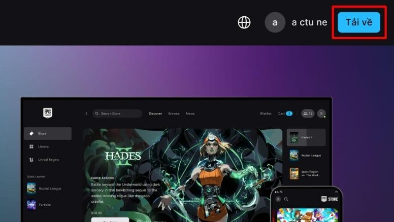Đăng nhập vào Epic Games Launcher