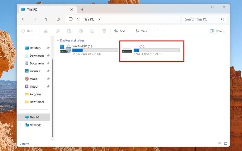 Đảm bảo ổ cứng trống ít nhất 105GB