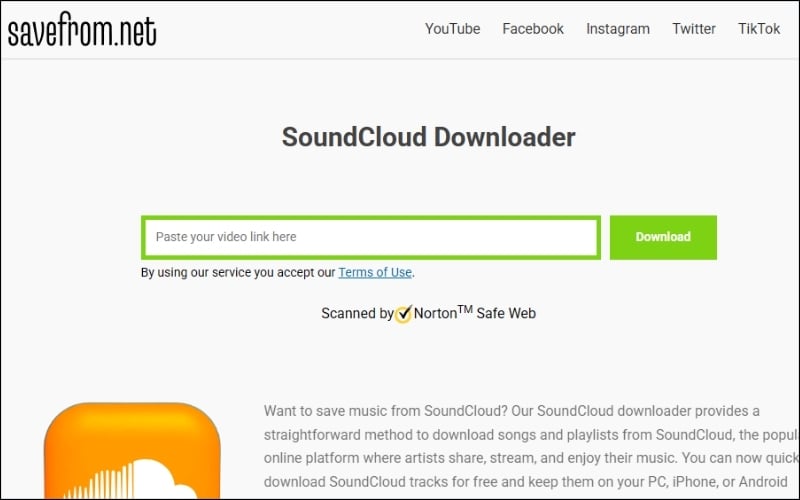 SaveFrom.net là công cụ phổ biến cho phép tải nhạc bằng cách dán đường link