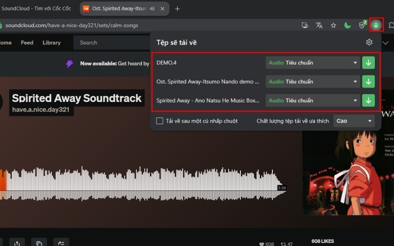 Chọn định dạng và chất lượng mong muốn rồi nhấn nút Tải về
