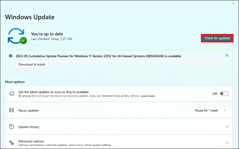 Cập nhật Windows nếu cài xong nhưng game không chạy