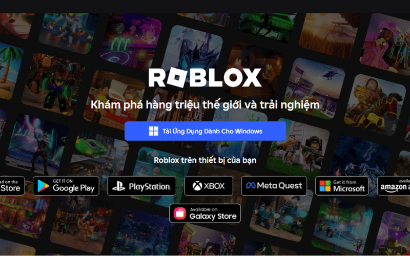Truy cập trang chủ để tải Roblox về laptop