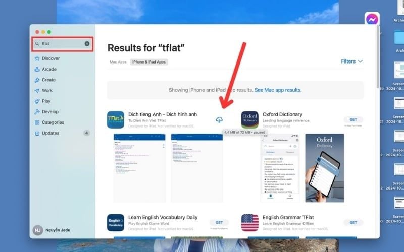 Tìm kiếm từ khóa TFlat và tải&nbsp;về ứng dụng&nbsp;đầu tiên