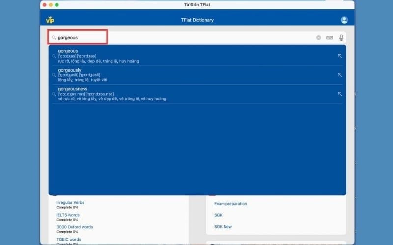 TFlat trên laptop hỗ trợ tra cứu giọng nói, dịch văn bản, học từ với Flashcards hiệu quả