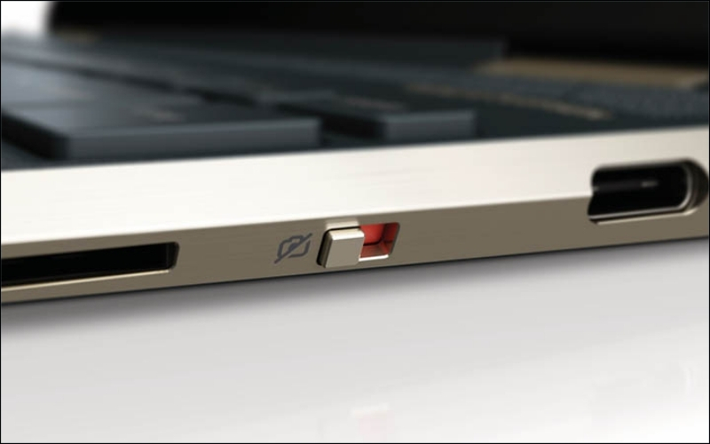 Nút gạt giúp ngắt hoàn toàn mạch điện dẫn đến thiết bị webcam