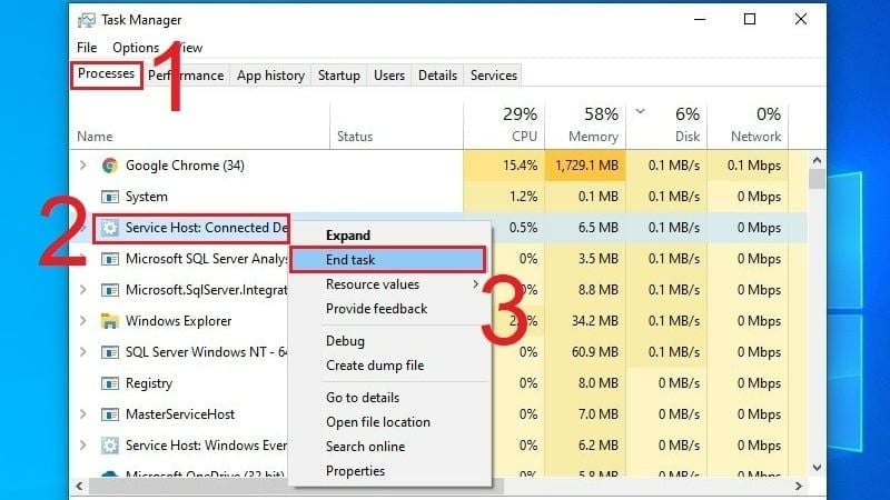 Nhấn chuột phải vào ứng dụng đó và chọn End Task