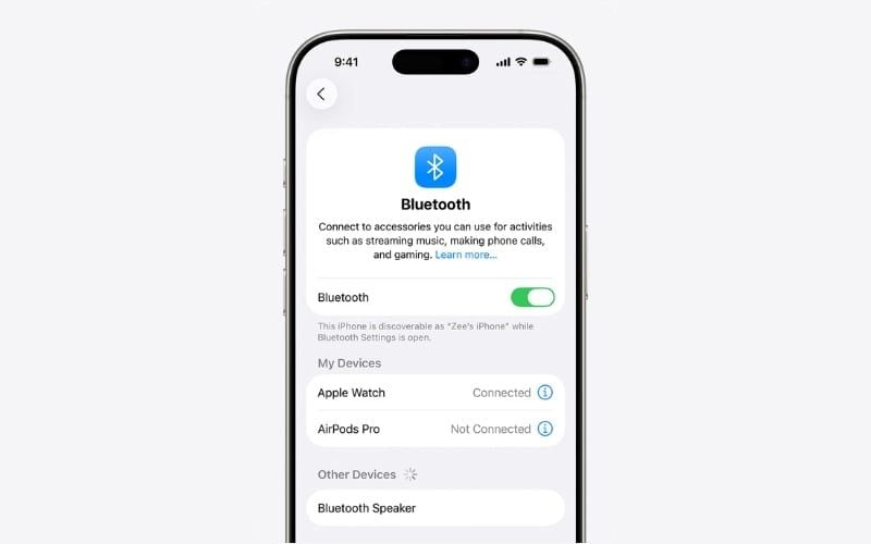 Kiểm tra tình trạng kết nối của tai nghe Bluetooth