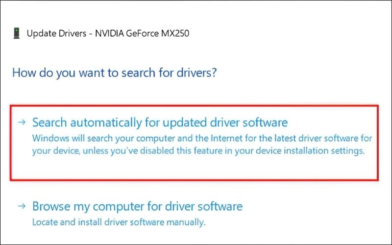 Chọn Search automatically for driver