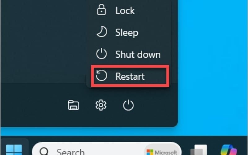 Khởi động lại máy tính nếu&nbsp;cập nhật driver bị lỗi