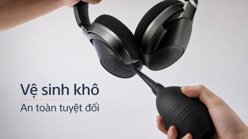 Dùng tăm bông khô lau nhẹ