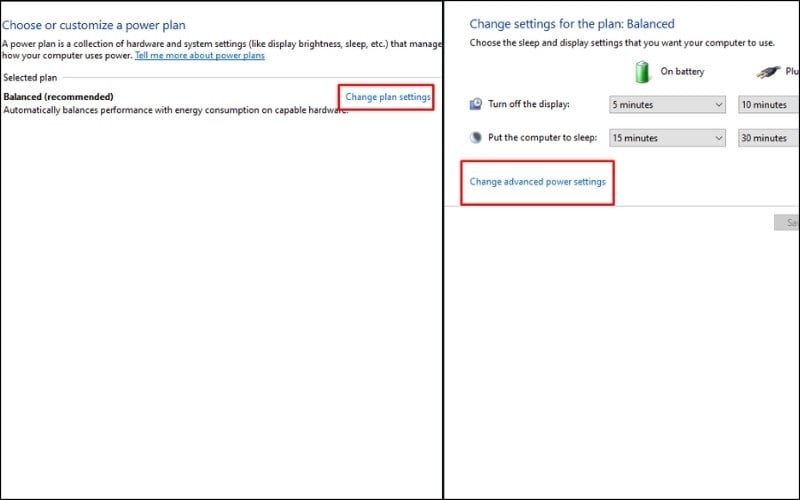 Chọn Change plan settings ở chế độ bạn đang dùng