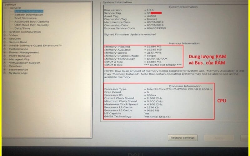 Kiểm tra trực tiếp cấu hình trong BIOS/UEFI