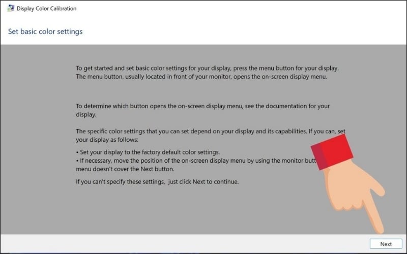Windows cung cấp sẵn công cụ dccw để người dùng tự cân chỉnh màu sắc cơ bản