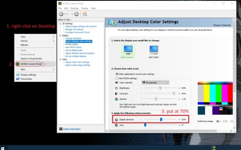 Chỉnh màu màn hình trong NVIDIA Control Panel