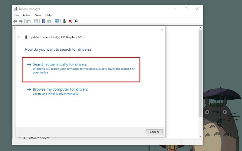 Chọn Search automatically for drivers