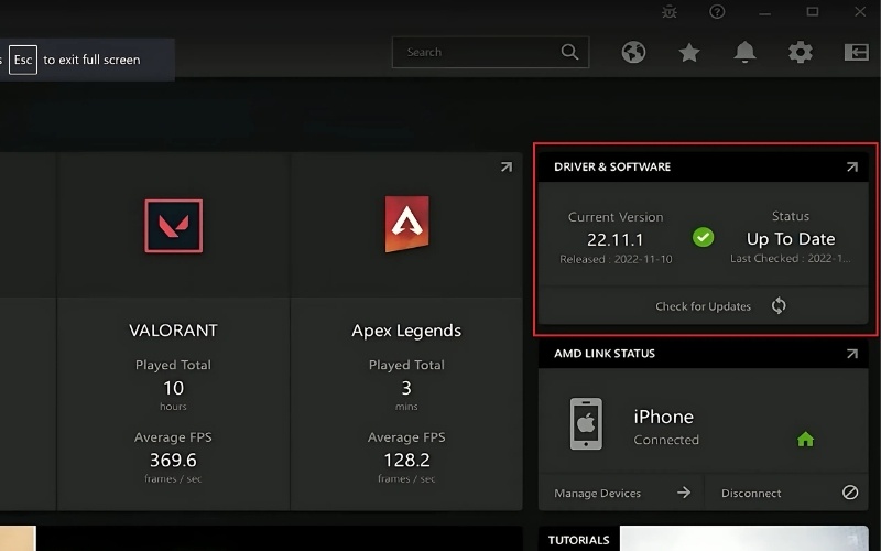 Tại màn hình chính (Home), bạn sẽ thấy mục Driver & Software ở phía bên phải