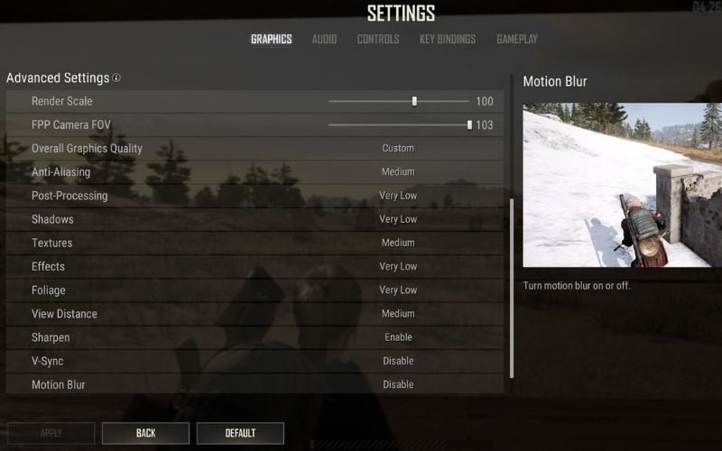 Cài đặt Graphics trong game phù hợp cho mục tiêu chiến đấu và cải thiện tầm nhìn