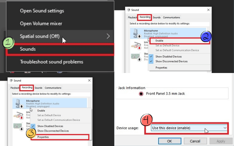 Cấu hình trong Sound Control Panel