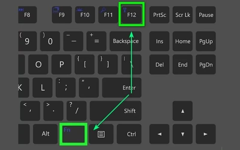 Nhấn tổ hợp phím Fn + F12 trên laptop HP, ASUS và một số dòng laptop Dell