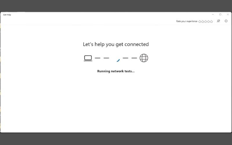 Cửa sổ Windows Network Diagnostics bắt đầu quá trình quét lỗi
