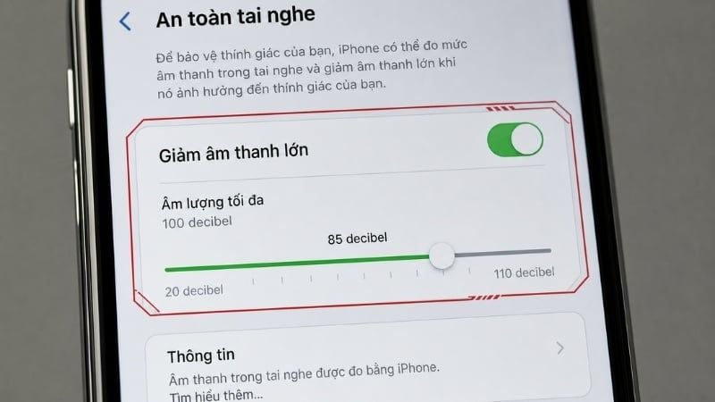 Tắt công tắc ở dòng Giảm âm thanh lớn