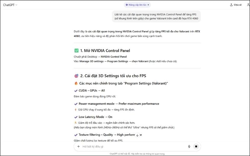 Game thủ có thể dùng Chat GPT để tối ưu hóa hiệu năng chơi game