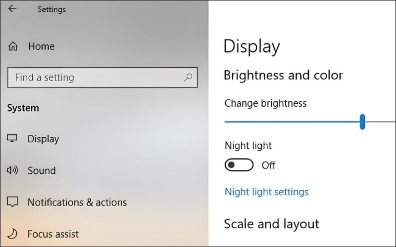 Kéo thanh trượt Brightness để điều chỉnh độ sáng