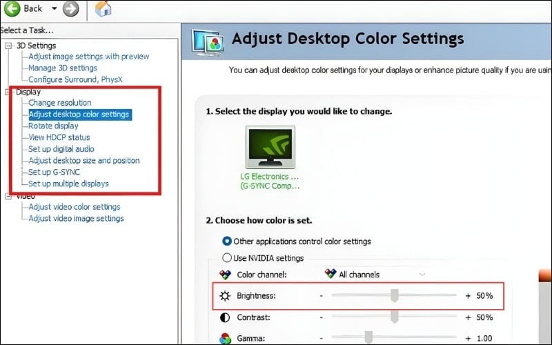 Kéo thanh trượt Brightness để thay đổi độ sáng