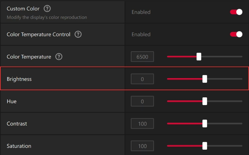 Tìm thanh Brightness và kéo để đạt được mức sáng mong muốn