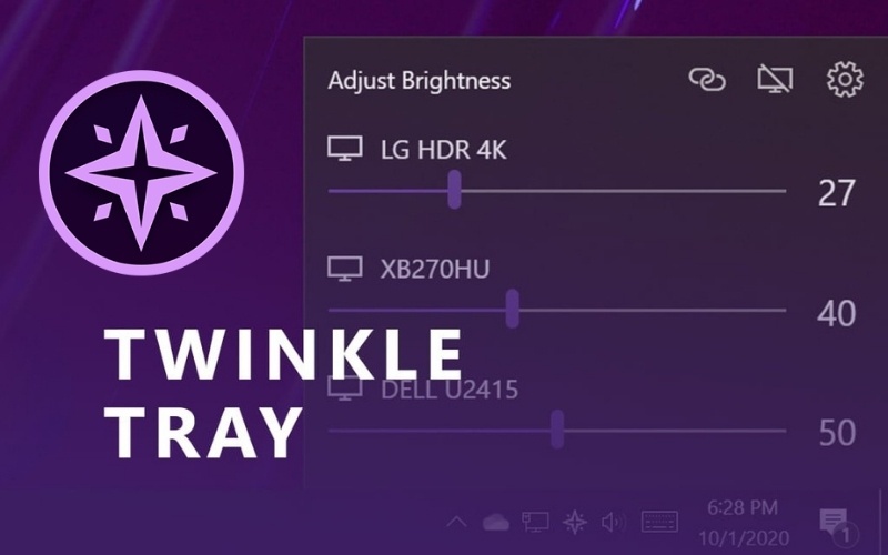 Twinkle Tray cho phép bạn nhanh chóng thay đổi độ sáng của tất cả các màn hình đang kết nối