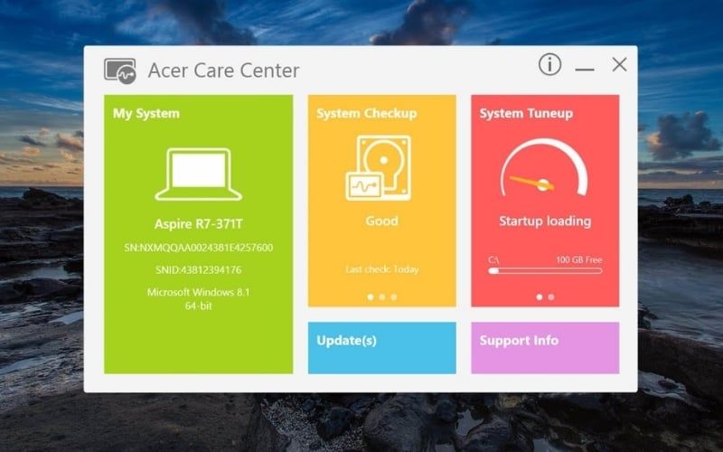 Phần mềm Acer Care Center giúp kiểm tra&nbsp;và đánh giá tình trạng phần cứng nhanh chóng
