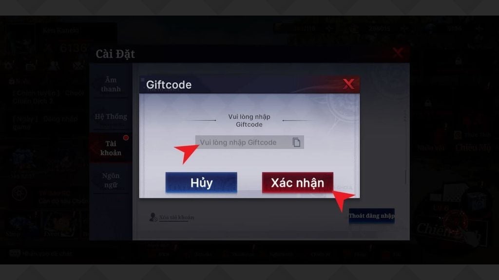 Hướng dẫn nhập code Tokyo Ghoul Thức Tỉnh chi tiết - GEARVN