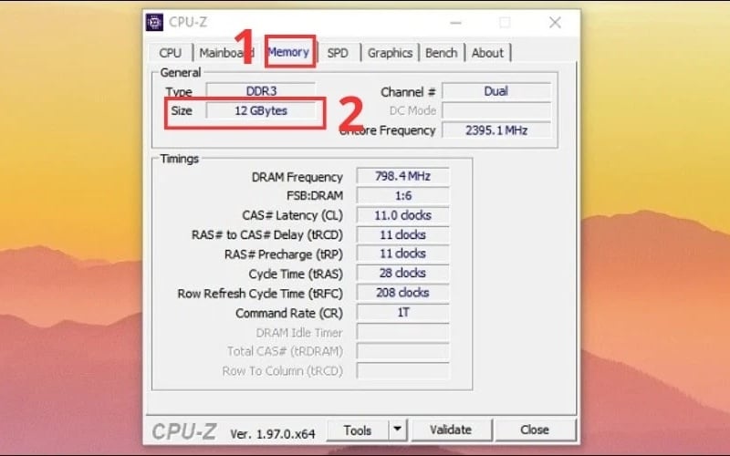Sử dụng phần mềm CPU-Z và kiểm tra tại tab Memory hoặc SPD