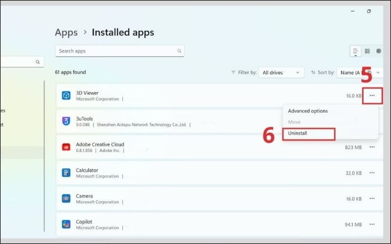 Chọn Uninstall để gỡ bỏ phần mềm không sử dụng
